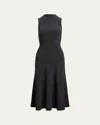 Ralph Lauren Cashmere Rib Sleeveless Midi Day Dress In Gray