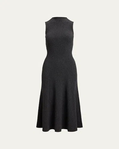 RALPH LAUREN CASHMERE RIB SLEEVELESS MIDI DAY DRESS