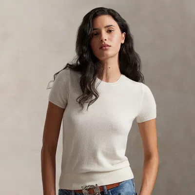 Polo Ralph Lauren Cashmere Short-sleeve Crewneck Sweater In Cream In White