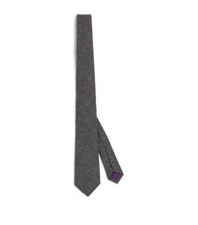 Ralph Lauren Cashmere-silk Check Tie In Gray