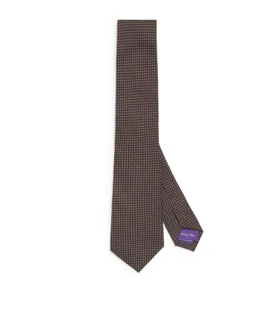 Ralph Lauren Cashmere-silk Polka-dot Tie In Brown