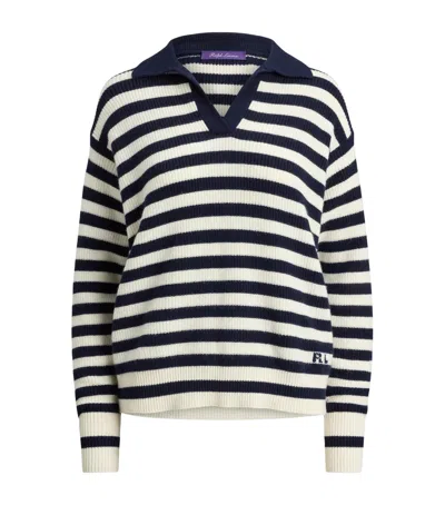 Ralph Lauren Cashmere Stripe Polo Sweater In Multi