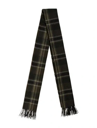 Pre-owned Ralph Lauren Cashmere Striped Scarf In Green