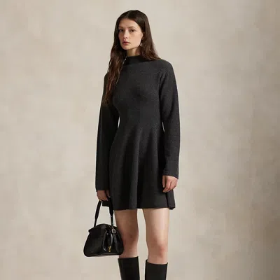Ralph Lauren Cashmere Turtleneck Sweater Dress In Black