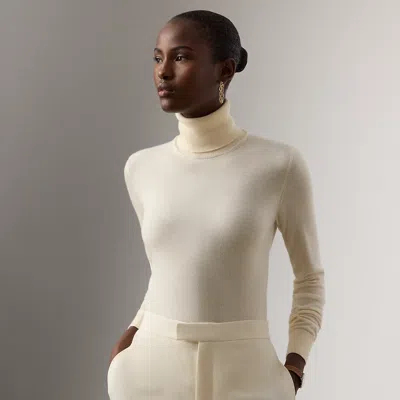 Ralph Lauren Cashmere Turtleneck Sweater In Lux Cream In White