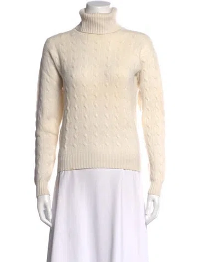 Pre-owned Ralph Lauren Cashmere Turtleneck Sweater In White