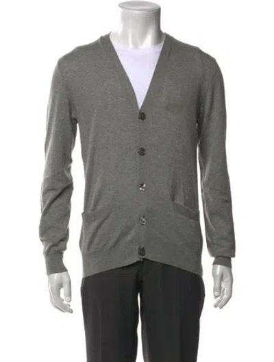 Pre-owned Ralph Lauren Cashmere V-neck Cardigan In Gray