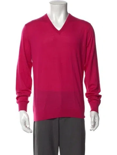 Pre-owned Ralph Lauren Cashmere V-neck Pullover In Pink