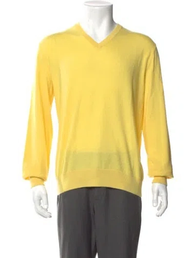 Pre-owned Ralph Lauren Cashmere V-neck Pullover In Yellow