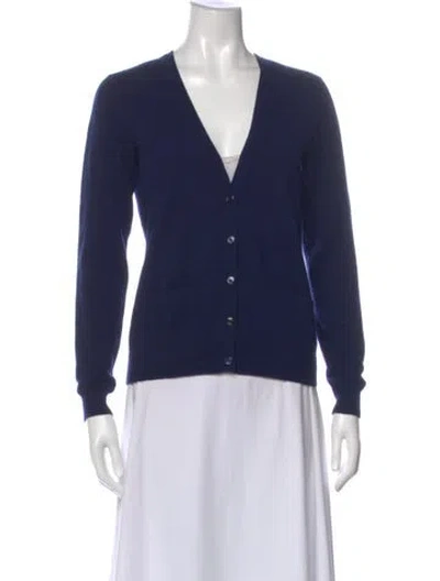Pre-owned Ralph Lauren Cashmere V-neck Sweater In Blue