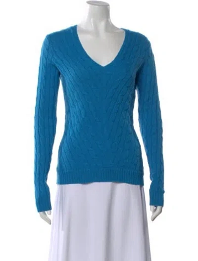 Pre-owned Ralph Lauren Cashmere V-neck Sweater In Blue
