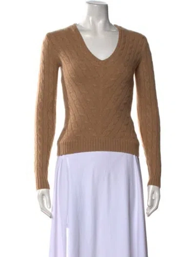 Pre-owned Ralph Lauren Cashmere V-neck Sweater In Brown
