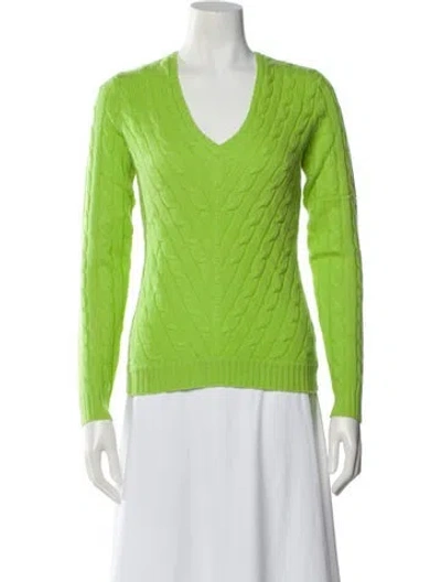 Pre-owned Ralph Lauren Cashmere V-neck Sweater In Green