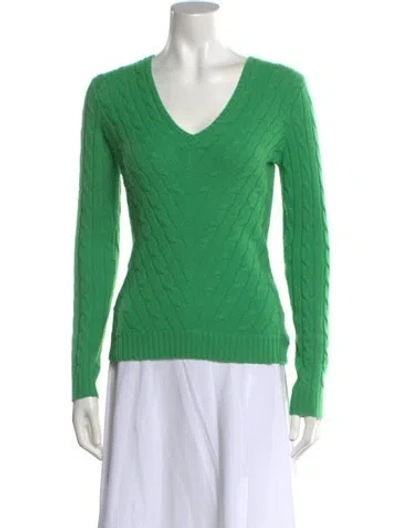 Pre-owned Ralph Lauren Cashmere V-neck Sweater In Green