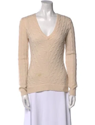 Pre-owned Ralph Lauren Cashmere V-neck Sweater In Neutral