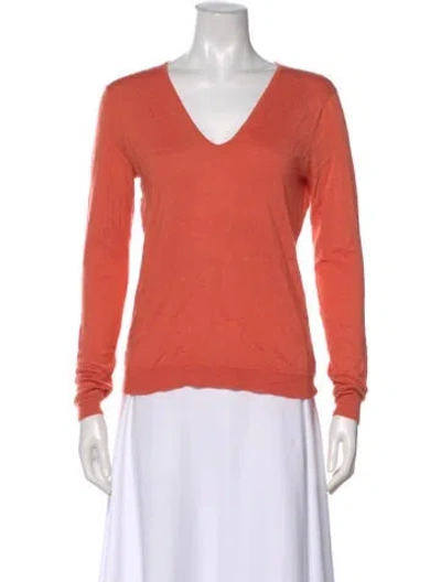 Pre-owned Ralph Lauren Cashmere V-neck Sweater In Orange