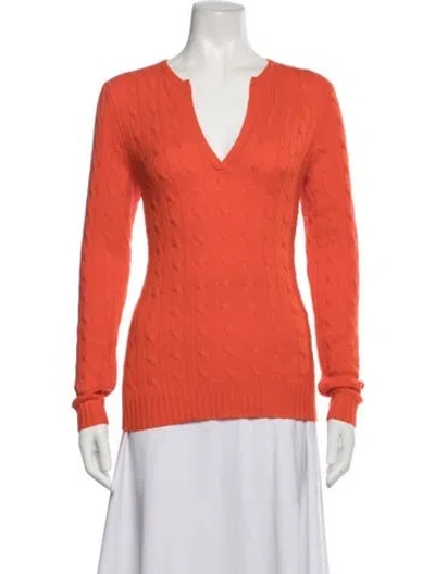 Pre-owned Ralph Lauren Cashmere V-neck Sweater In Orange