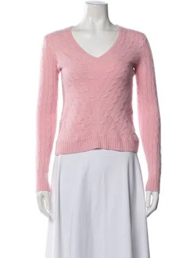 Pre-owned Ralph Lauren Cashmere V-neck Sweater In Pink