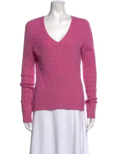 Pre-owned Ralph Lauren Cashmere V-neck Sweater In Pink