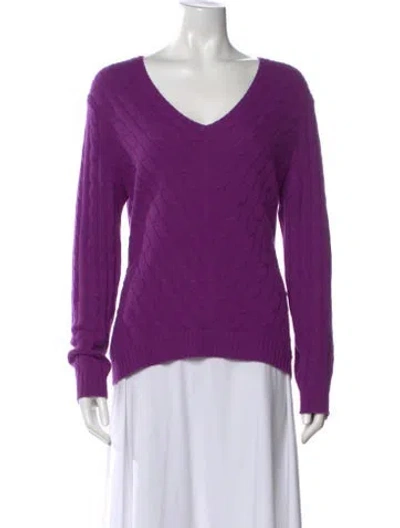 Pre-owned Ralph Lauren Cashmere V-neck Sweater In Purple