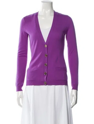 Pre-owned Ralph Lauren Cashmere V-neck Sweater In Purple