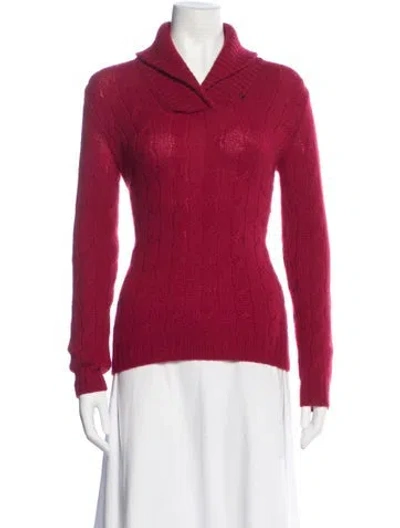 Pre-owned Ralph Lauren Cashmere V-neck Sweater In Red