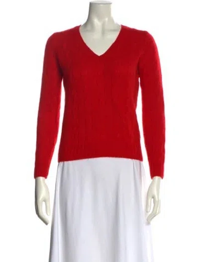 Pre-owned Ralph Lauren Cashmere V-neck Sweater In Red