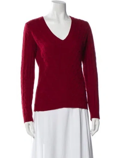 Pre-owned Ralph Lauren Cashmere V-neck Sweater In Red