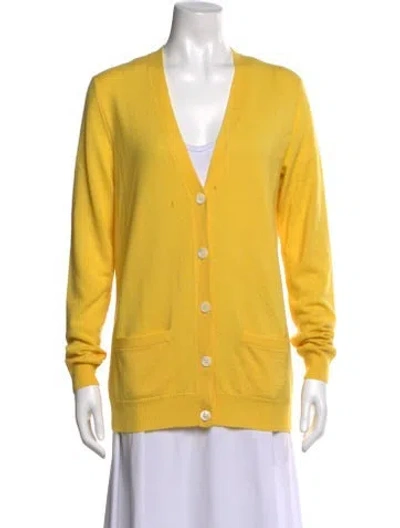 Pre-owned Ralph Lauren Cashmere V-neck Sweater In Yellow