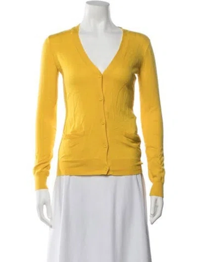 Pre-owned Ralph Lauren Cashmere V-neck Sweater In Yellow