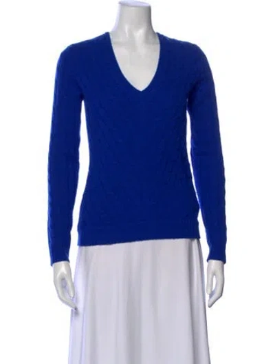 Pre-owned Ralph Lauren Cashmere V-neck Top In Blue