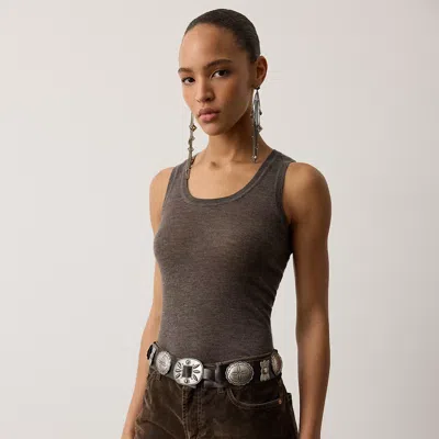 Ralph Lauren Cashmere-blend Sweater Tank Top In Taupe Grey Melange