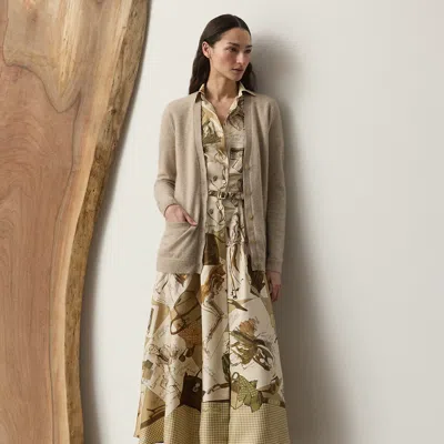 Ralph Lauren Cashmere-blend V-neck Cardigan In Tan Multi In Neutral