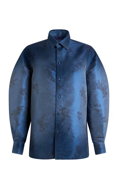 Ralph Lauren Caspare Floral Jacquard Shirt In Blue