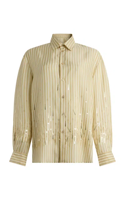 Ralph Lauren Caspare Striped Shirt In Nude