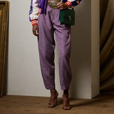 Ralph Lauren Cassidy Print Silk Habotai Trouser In Purple