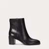 Ralph Lauren Cassie Burnished Leather Bootie In Black