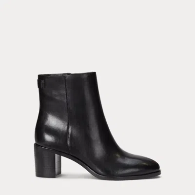 Ralph Lauren Cassie Burnished Leather Bootie In Black