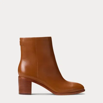 Ralph Lauren Cassie Calfskin Bootie In Brown