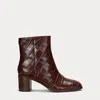 Ralph Lauren Cassie Crocodile-embossed Leather Bootie In Brown