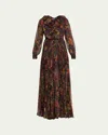Ralph Lauren Catia Paisley Ruffle Long-sleeve Maxi Dress In Multi