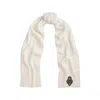 Ralph Lauren Crest-patch Cable-knit Scarf In White
