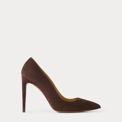 Ralph Lauren Celia 100 Mm Goat-suede Pump In Dark Brown