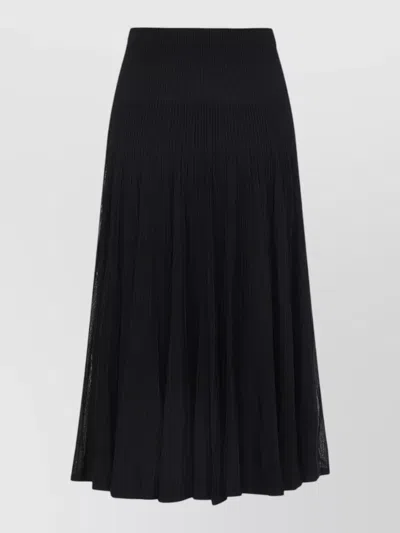 Ralph Lauren Celia High Waist Midi Pleated Skirt In Black