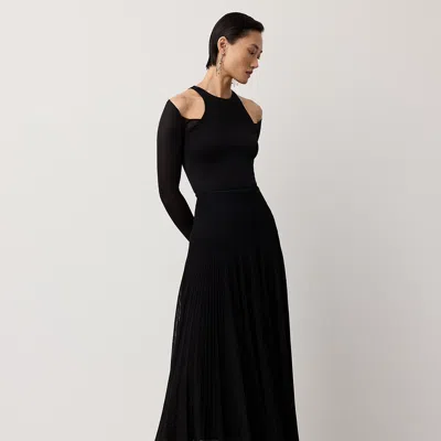 Ralph Lauren Celia Matte Ottoman Sweater Skirt In Black
