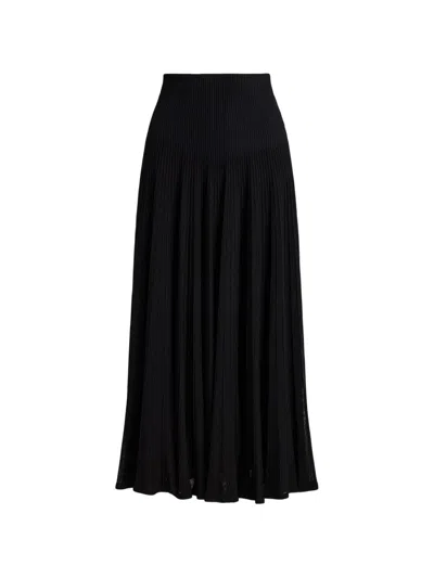 Ralph Lauren Celia Ottoman Pleated Skirt In Black