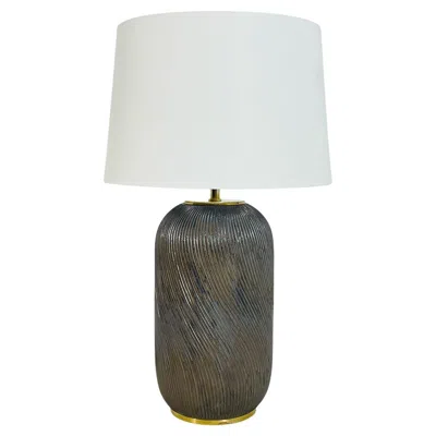 Pre-owned Ralph Lauren Ceramic Table Lamp With Brass Accents & White Shade