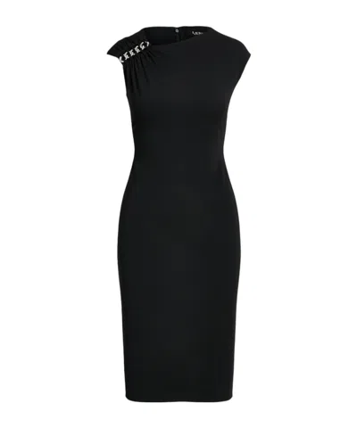 Polo Ralph Lauren Chain-link Detail Midi Dress In Black