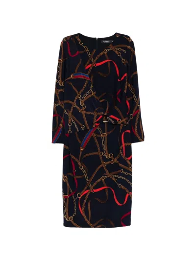 Ralph Lauren Chain-print Mini Dress In Blue