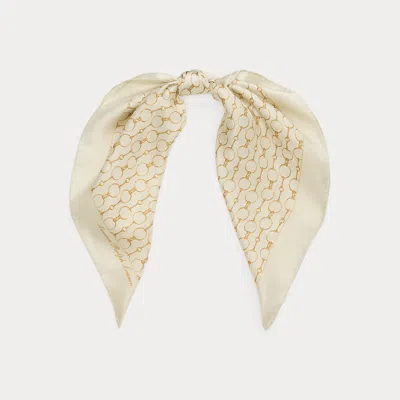 Ralph Lauren Chain-print Silk Square Scarf In Neutral